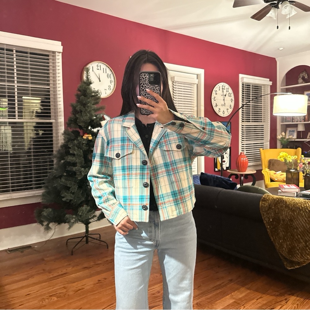 Rag & Bone Teal and Cream Plaid Shirt